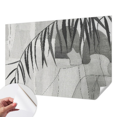 Baby room wall mural with an abstract palm tree design