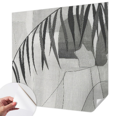 Baby room wall mural with an abstract palm tree design