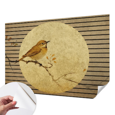 Removable wall mural featuring a harmony bird design