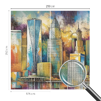 3D wall mural with a city panorama design