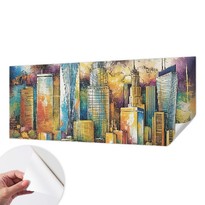 3D wall mural with a city panorama design