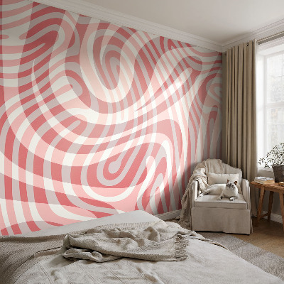Peel and stick wall mural for kids' room with a wavy line pattern