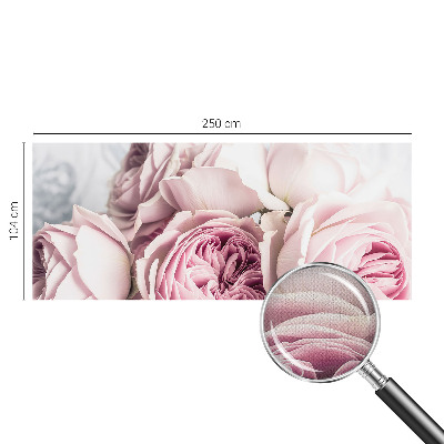 Nursery wall mural with a pink roses design