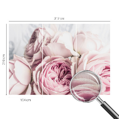 Nursery wall mural with a pink roses design