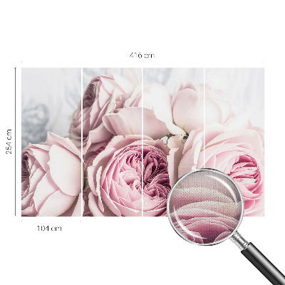Nursery wall mural with a pink roses design