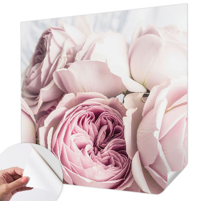 Nursery wall mural with a pink roses design