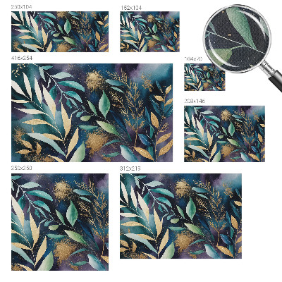 Children's wall mural with a botanical leaves design