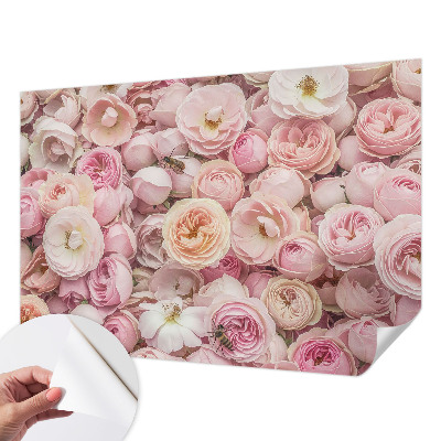 Peel and stick wallpaper mural featuring a pattern of beautiful flowers