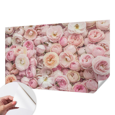 Peel and stick wallpaper mural featuring a pattern of beautiful flowers