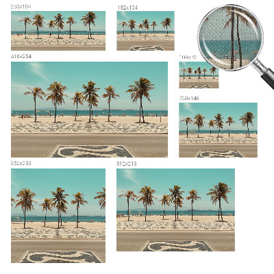 Self-adhesive wall mural with a palm tree beach motif