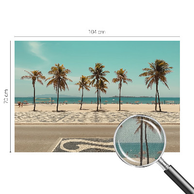 Self-adhesive wall mural with a palm tree beach motif
