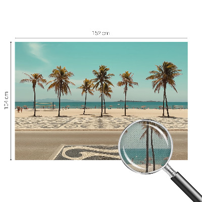 Self-adhesive wall mural with a palm tree beach motif