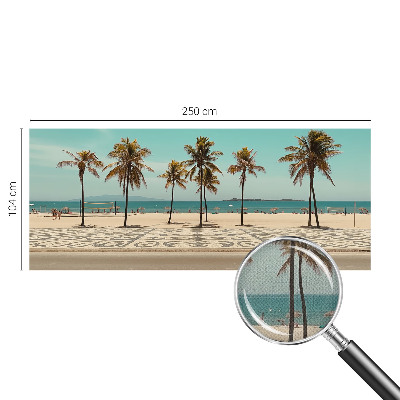 Self-adhesive wall mural with a palm tree beach motif