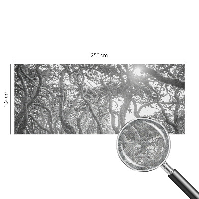 Baby room wall mural with an atmospheric forest design