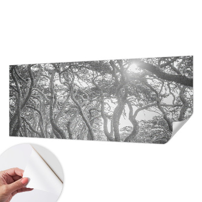 Baby room wall mural with an atmospheric forest design
