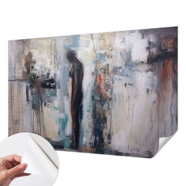 Removable wall mural featuring a mysterious figure