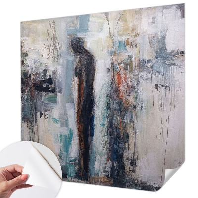 Removable wall mural featuring a mysterious figure
