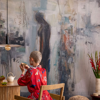 Removable wall mural featuring a mysterious figure