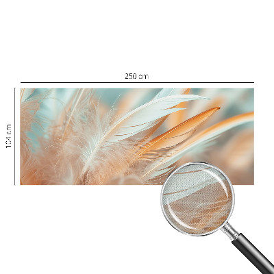 Peel and stick wall mural for living room with a delicate feather pattern