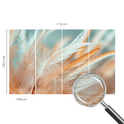 Peel and stick wall mural for living room with a delicate feather pattern