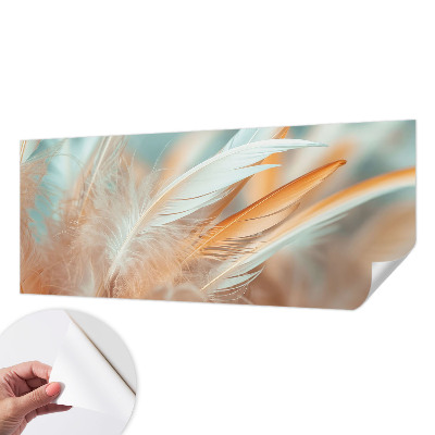 Peel and stick wall mural for living room with a delicate feather pattern