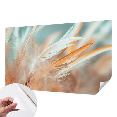 Peel and stick wall mural for living room with a delicate feather pattern