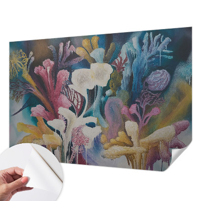 Peel and stick wall mural for kids' room with a floral explosion design