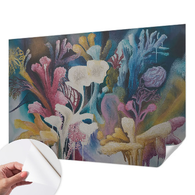 Peel and stick wall mural for kids' room with a floral explosion design