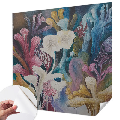 Peel and stick wall mural for kids' room with a floral explosion design