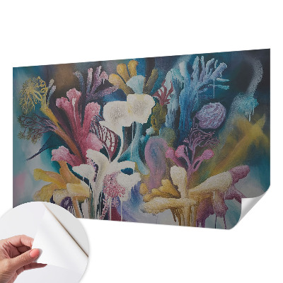 Peel and stick wall mural for kids' room with a floral explosion design