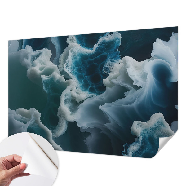 Peel and stick wall mural for bedroom with a sea waves design