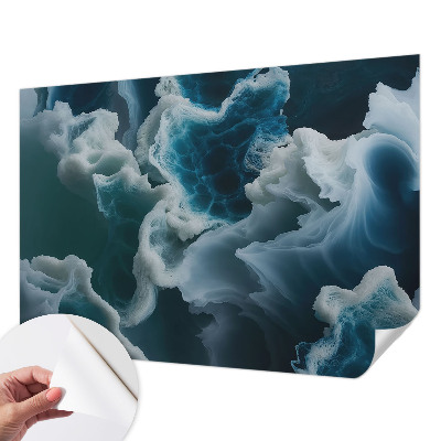 Peel and stick wall mural for bedroom with a sea waves design