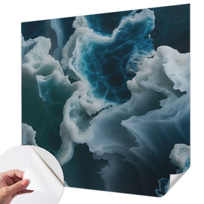 Peel and stick wall mural for bedroom with a sea waves design