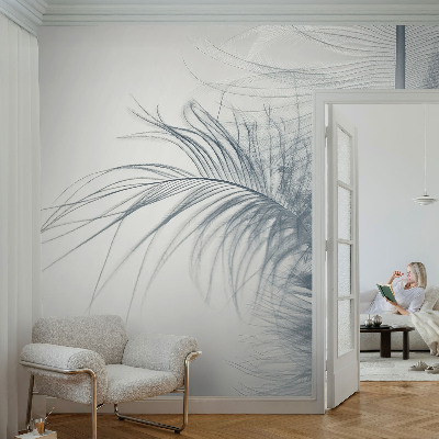 3D photo wallpaper mural with a delicate feather design