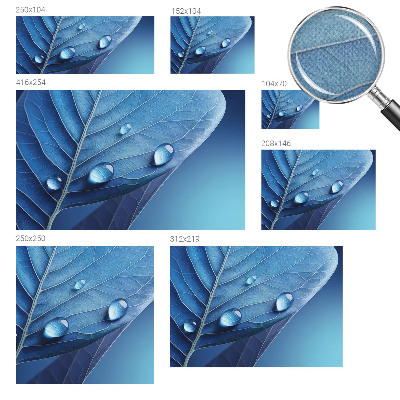 Children's wall mural with a blue leaf design