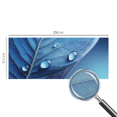 Children's wall mural with a blue leaf design