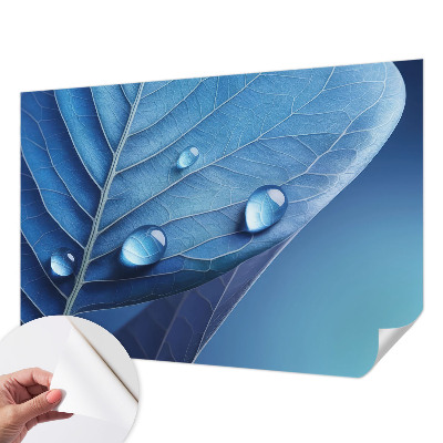 Children's wall mural with a blue leaf design
