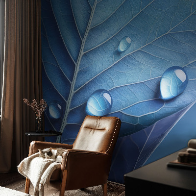 Children's wall mural Blue Leaf