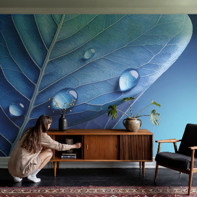 Children's wall mural Blue Leaf