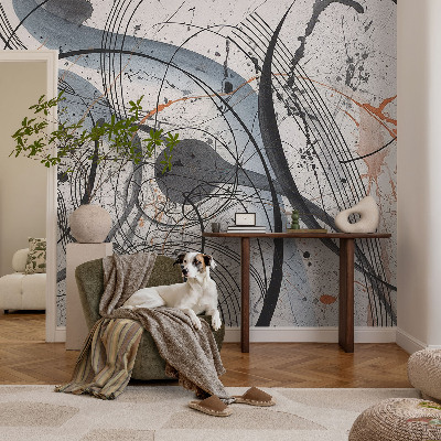 Self-adhesive wall mural with an expressive abstract design