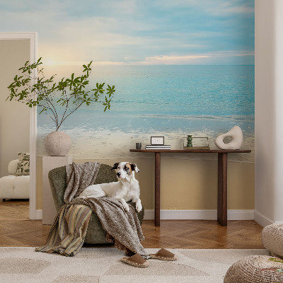 Peel and stick wallpaper mural with a sunrise design