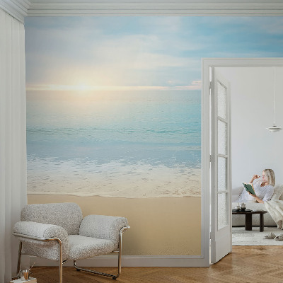 Peel and stick wallpaper mural with a sunrise design