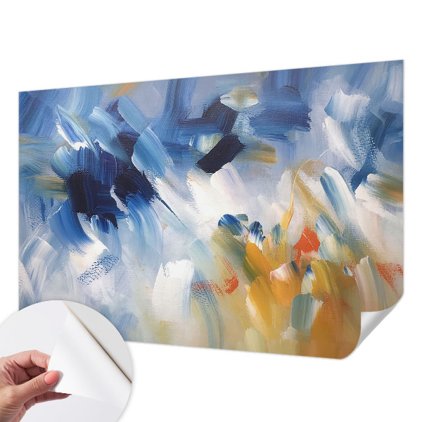 Removable wall mural wallpaper with colorful brushstroke pattern