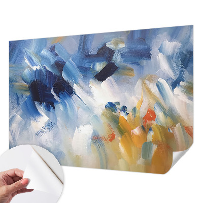 Removable wall mural wallpaper with colorful brushstroke pattern