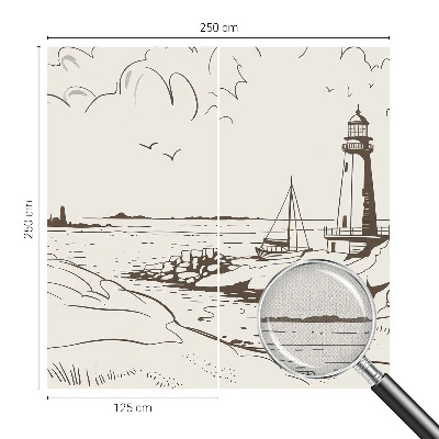 Peel and stick wall mural for living room with a coastal landscape motif