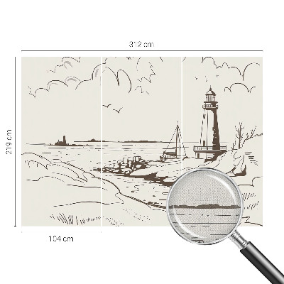 Peel and stick wall mural for living room with a coastal landscape motif