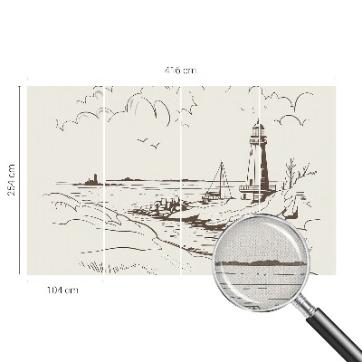 Peel and stick wall mural for living room with a coastal landscape motif