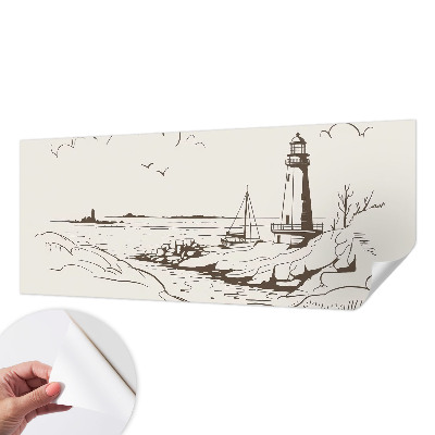 Peel and stick wall mural for living room with a coastal landscape motif