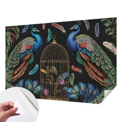 3D wall mural with an exotic peacock motif