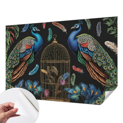 3D wall mural with an exotic peacock motif